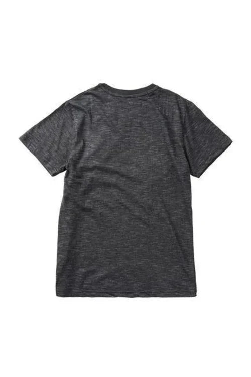 Boys dark grey short sleeve tee shirt, flat lay, PK kids apparel