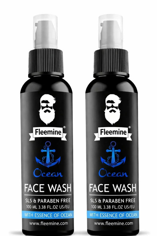 Fleemine Ocean face wash bottles, SLS and paraben free, 100ml, with essence of ocean