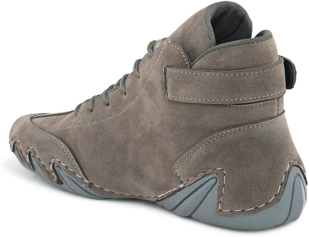 Gray suede high-top sneaker with unique sole design, PK footwear product image